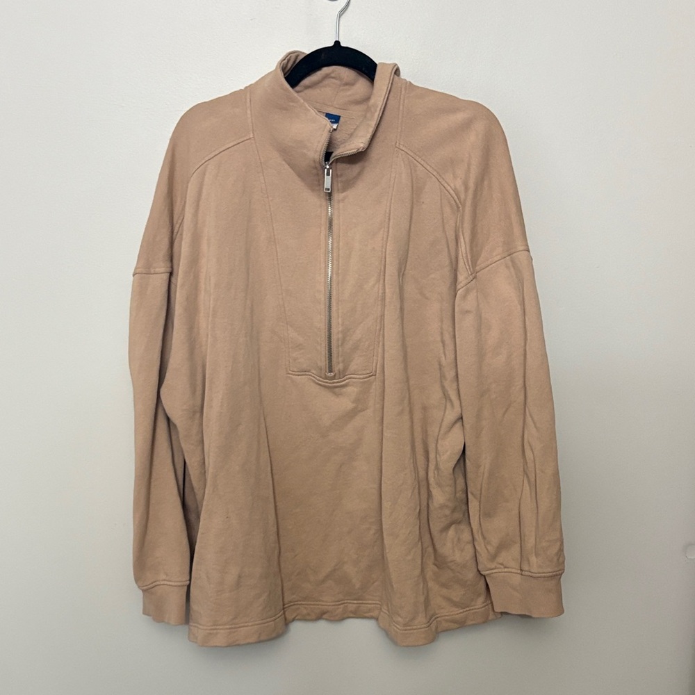 Old Navy Women's Tan Quarter-Zip Sweatshirt